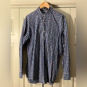 Nautica sand it poplin casual button-down shirt extra-large blue checkered patte